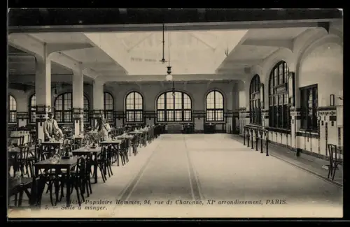 AK Paris, Salle à manger du Foyer populaire Hommes, 94 rue de Charonne, XIe arrondissement