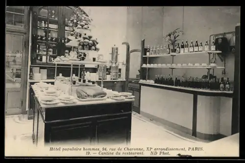 AK Paris, Cantine du restaurant à l`Hôtel populaire hommes, 94 rue de Charonne, XIe ardt