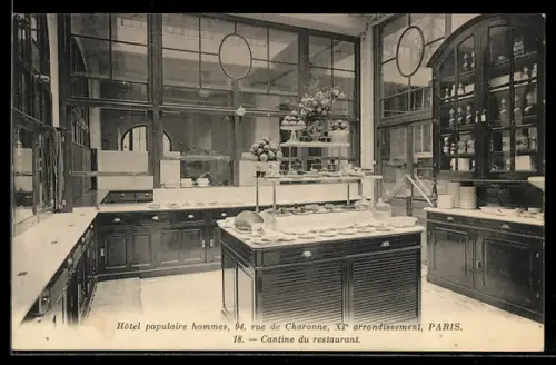 AK Paris, Cantine du restaurant de l`Hôtel populaire hommes, 94, rue de Charonne, XIe arrondissement