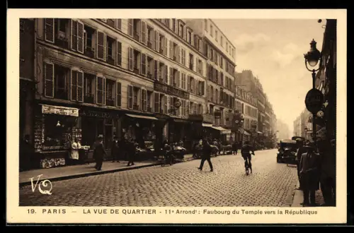 AK Paris, Faubourg du Temple vers la République, 11e Arrondt: La vue de Quartier