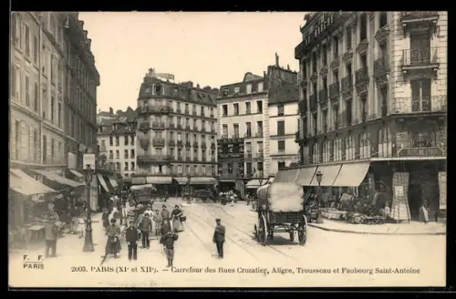 AK Paris, Carrefour des Rues Crozatier, Aligre, Trousseau et Faubourg Saint-Antoine