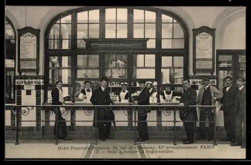 AK Paris, Salle à manger du buffet-cantine de l`Hôtel Populaire Hommes, 94 rue de Charonne