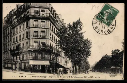AK Paris, L`Avenue Philippe-Auguste au Boulevard de Charonne, XIe et XXe arrte