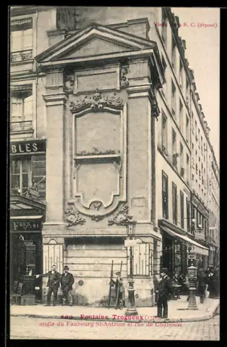 AK Paris, Fontaine Trogneux, angle du Faubourg St-Antoine et rue de Charonne