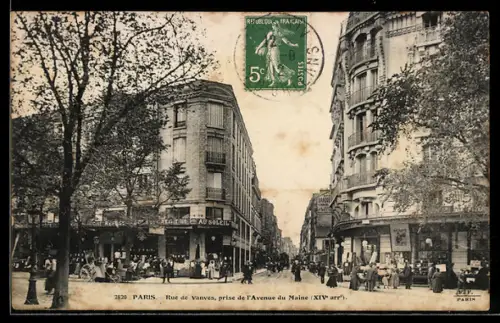 AK Paris, Rue de Vanves prise de l`Avenue du Maine, XIVe arr