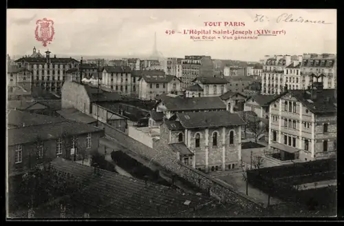 AK Paris, L`Hôpital Saint-Joseph, XIVe arrt, Rue Didot, Vue générale