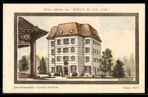 AK Paris, Fondation Suédoise, bâtiment dessiné par Klason, Archit