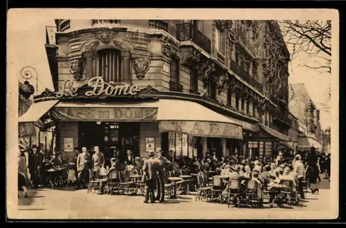 AK Paris, Café du Dôme avec terrasse animée