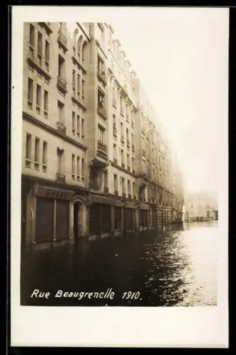 Foto-AK Paris, Rue Beaugrenelle inondée en 1910