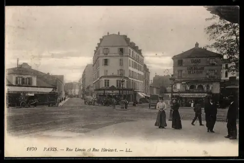 AK Paris, Rue Linois et Rue Héricart avec passants et charrettes