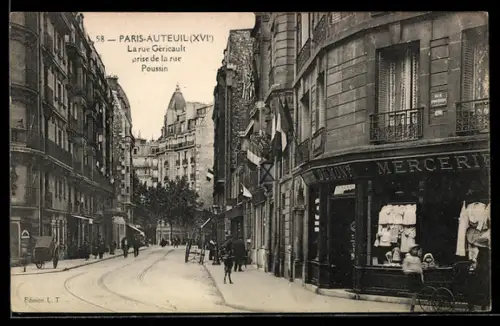 AK Paris-Auteuil, La rue Géricault prise de la rue Poussin