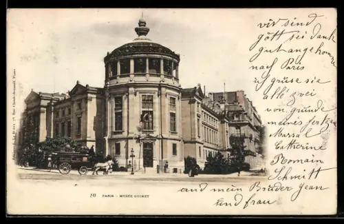 AK Paris, Musée Guimet avec calèche devant le bâtiment historique
