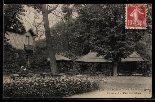 AK Paris, Bois de Boulogne, Ferme du Pré Catelan avec jardin et tables en extérieur