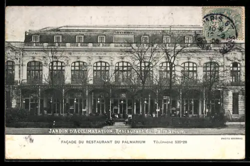 AK Paris, Facade du Restaurant du Palmarium dans le Jardin d`Acclimatation