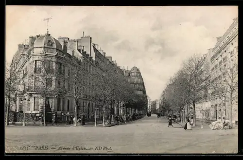 AK Paris, Avenue d`Eylau avec passants et bâtiments élégants