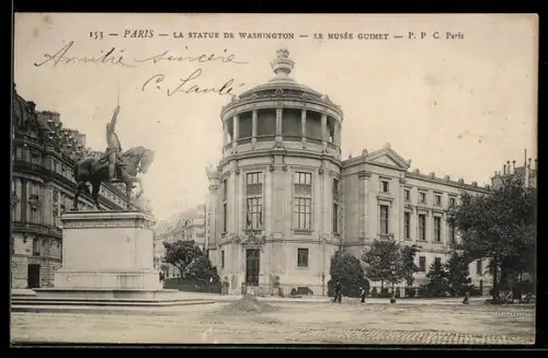 AK Paris, La statue de Washington et le Musée Guimet