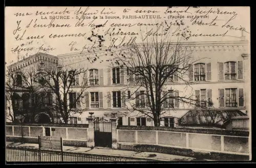 AK Paris-Auteuil, La Source, 5 rue de la Source, facade sur avenue