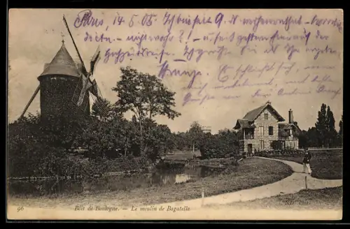 AK Paris, Bois de Boulogne, Le moulin de Bagatelle