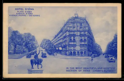AK Paris, Hôtel d`Iéna et statue de Washington à la place d`Iéna