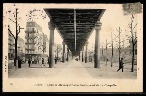 AK Paris, Sous le Métropolitain, boulevard de la Chapelle