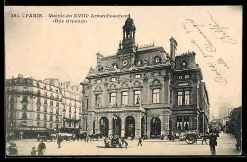 AK Paris, Mairie du XVIIIe Arrondissement, Rue Ordener
