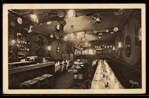 AK Paris, Intérieur du restaurant Chez Marianne sur le boulevard de Clichy, Montmartre