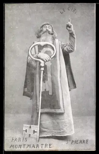 AK Paris-Montmartre, Statue de Saint Pierre au cabaret Le Ciel