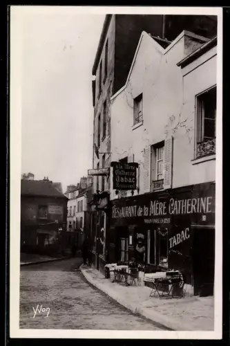 AK Paris-Montmartre, Restaurant de la Mère Catherine sur la rue de Norvins