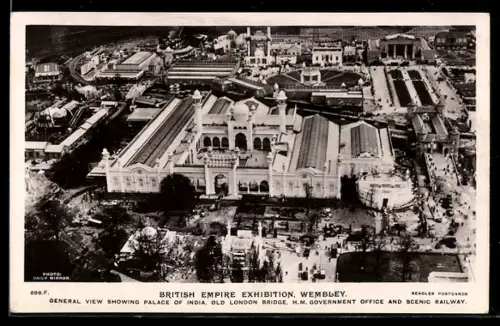 AK Wembley, British Empire Exhibition, Palace of India, Old London Bridge, H. M. Government Office, Ausstellung