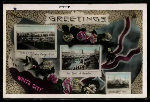 AK Greater London, Machinery Hall, The Court of Honour, Elite Gardens, Shewing Garden Club