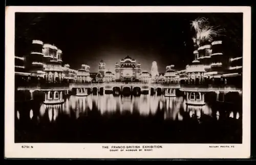 AK The Franco-British Exhibition, Court of Honur by night