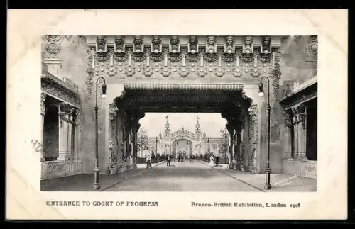 AK London, Franco-British Exhibition 1908, Entrance to Court of Progress