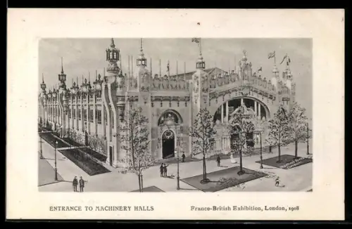 AK London, Franco-British Exhibition 1908, Entrance to Machinery Halls