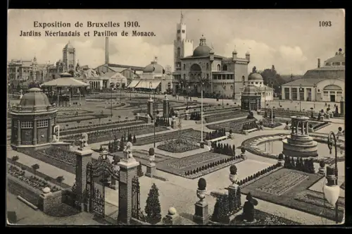 AK Bruxelles, Ausstellung, Exposition 1916, Jardins Néerlandais et Pavillon de Monaco