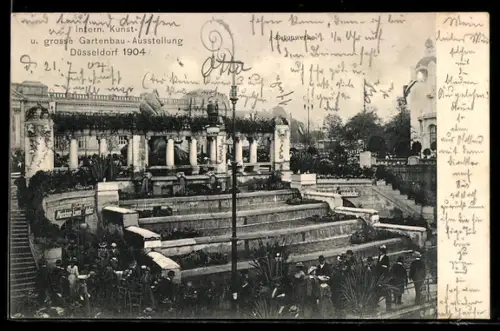 AK Düsseldorf, Internationale Kunst- u. Gartenbau-Ausstellung 1904, Partie bei den Betonwerken