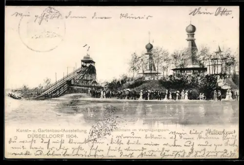 AK Düsseldorf, Kunst- u. Gartenbau-Ausstellung 1904, Wasserrutschbahn im Vergnügungspark