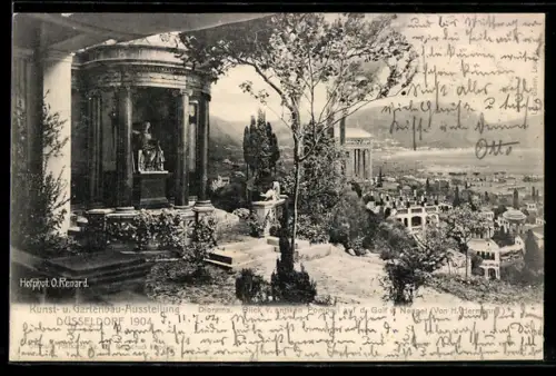 AK Düsseldorf, Kunst- & Gartenbau-Ausstellung 1904, Blick vom antiken Pompeji auf Golf v. Neapel