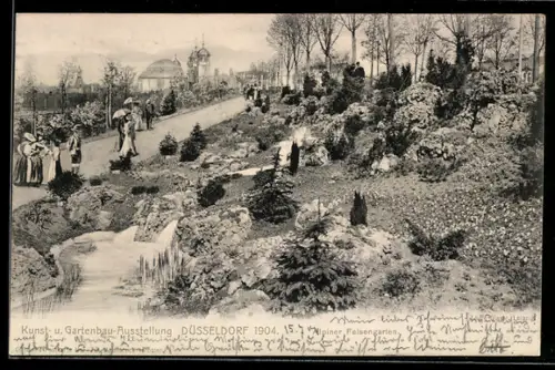 AK Düsseldorf, Kundt- und Gartenbau-Ausstellung 1904, Alpiner Felsengarten