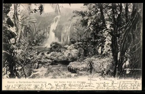 AK Düsseldorf, Kunst- und Gartenbau-Ausstellung 1904, Der Garten Eden im Diorama