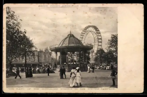 AK London, Karl`s Court Exhibition 1903, The Band of the Grenadier Guards in the Winter Gardens