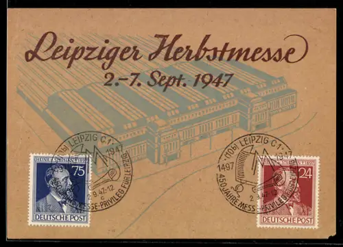 AK Leipzig, Leipziger Herbstmesse 1947, Messehalle, Ausstellung