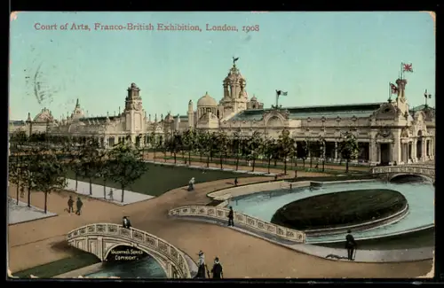 AK London, Franco-British Exhibition 1908, Court of Arts, Ausstellung