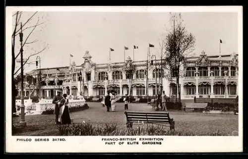 AK London, Franco-British Exhibition, Part of Elite Gardens, Ausstellung