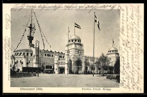 AK Düsseldorf, Industrie- und Gewerbe-Ausstellung 1902, Pavillon Friedrich Krupp