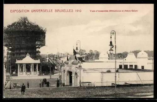 AK Bruxelles, Exposition Universelle 1910, Vues d`ensemble Attractions et Arbre Géant, Ausstellung