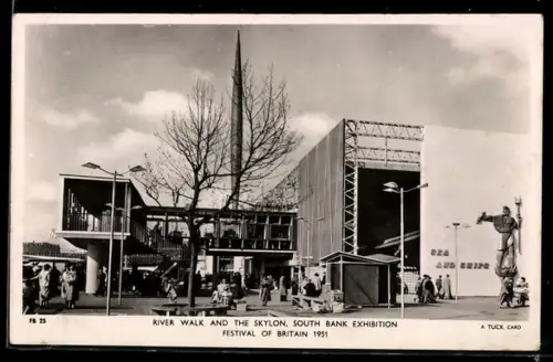 AK London, South Bank Exhibition 1951, Festival of Britain, River Walk and the Skylon, Ausstellung