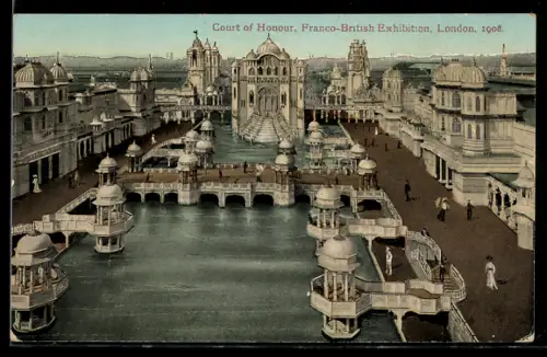 AK London, Franco-British Exhibition 1908, Court of Honour, Ausstellung