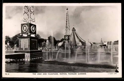 AK London, The Lake and Fountains, Festival Pleasure Gardens, Ausstellung