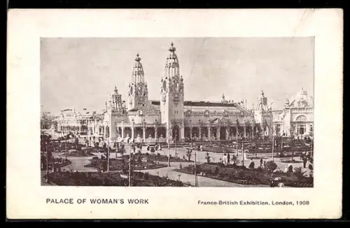 AK London, Franco-British Exhibition 1908, Palace of Woman`s Work, Ausstellung