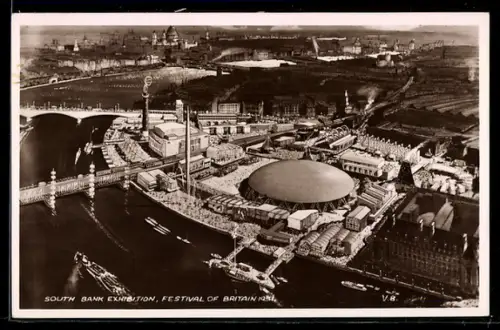 AK London, South Bank Exhibition, Festival of Britain 1951, General View, Ausstellung